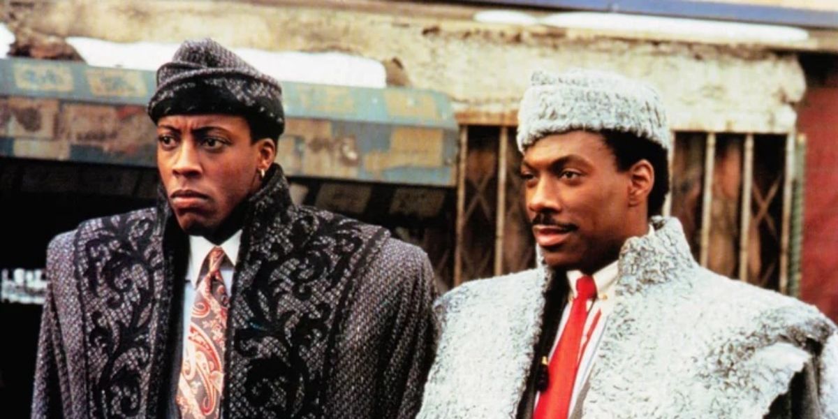 Eddie Murphy and Arsenio Hall as Akeem and Semmi in Coming to America