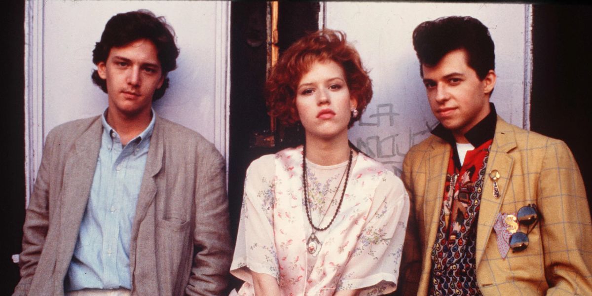 Molly Ringwald, Jon Cryer, Andrew McCarthy as Andie, Duckie, and Blane in Pretty in Pink