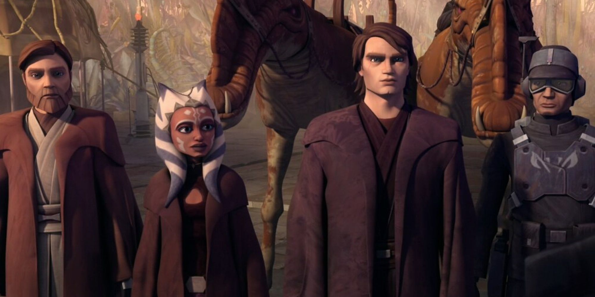 Anakin, Obi-Wan, Ahsoka, and Rex