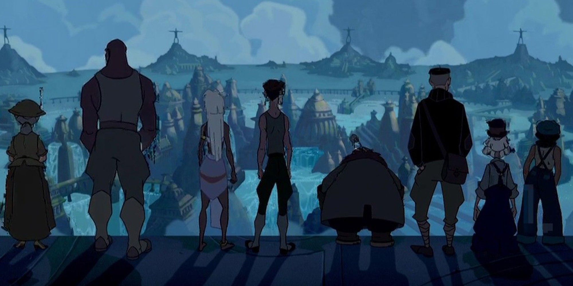 Characters looking at Atlantis 