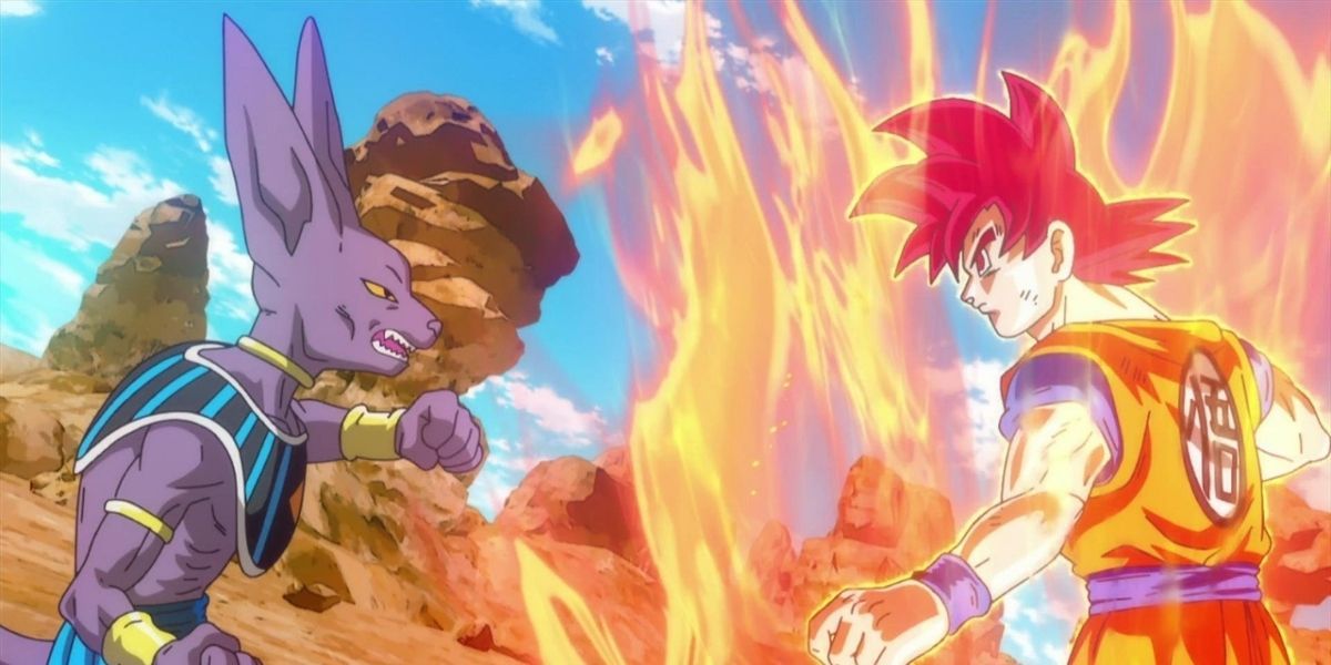Beerus and Goku in Dragon Ball Z Battle of Gods