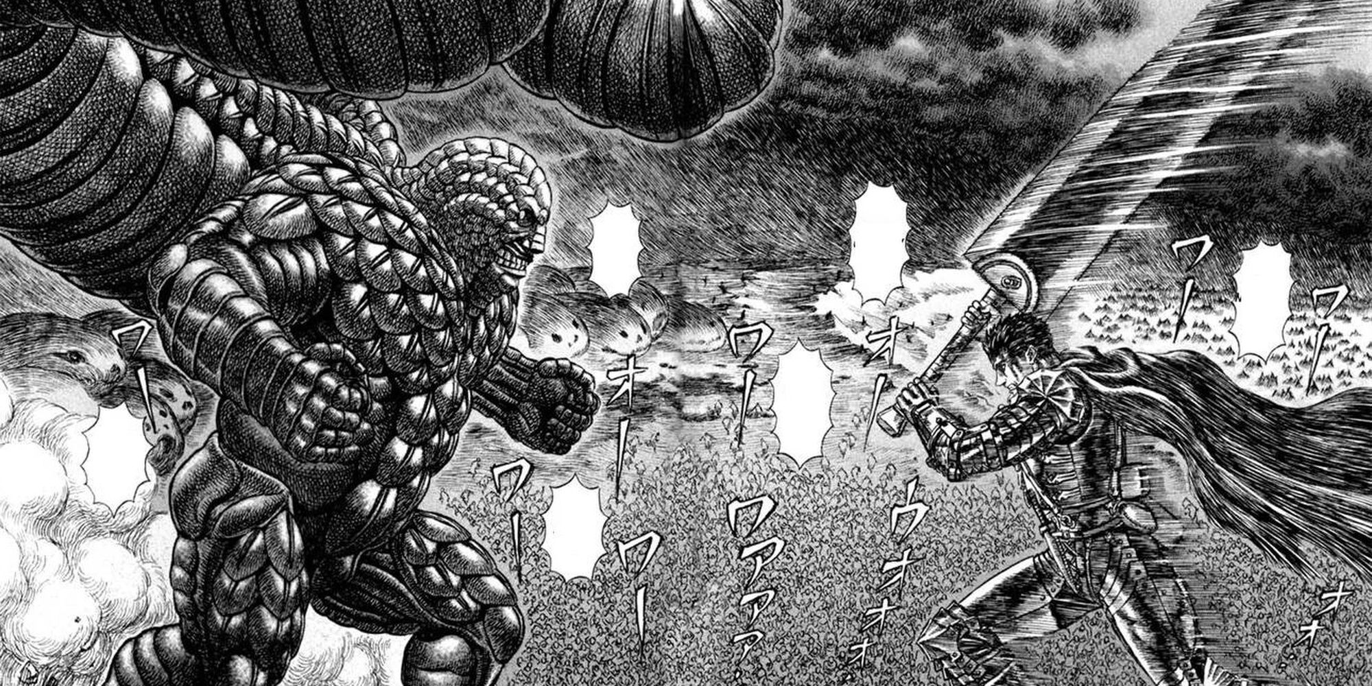 Guts battling an Apostle demon