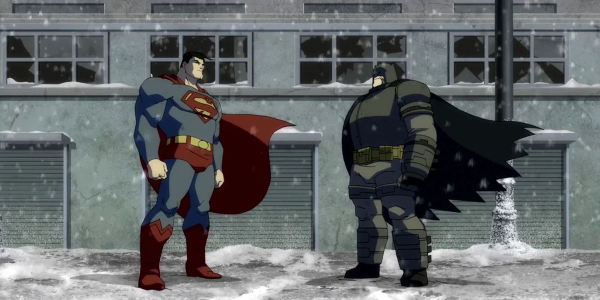 Superman facing Batman in The Dark Knight Returns, Part 2