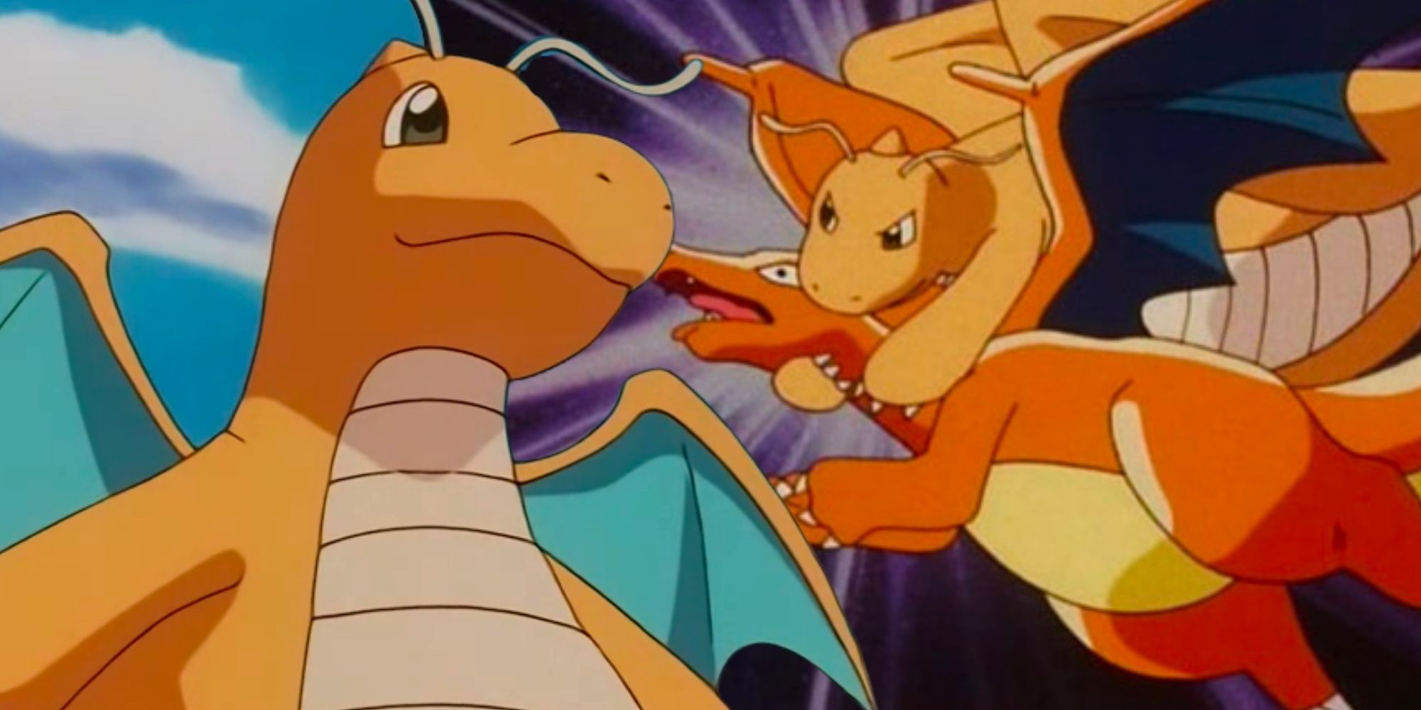 Dragonite battling Charizard Nintendo Game and Anime Pokemon