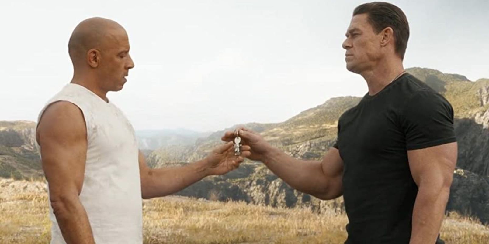 John Cena handing Vin Diesel keys in F9: The Fast Saga (2021)