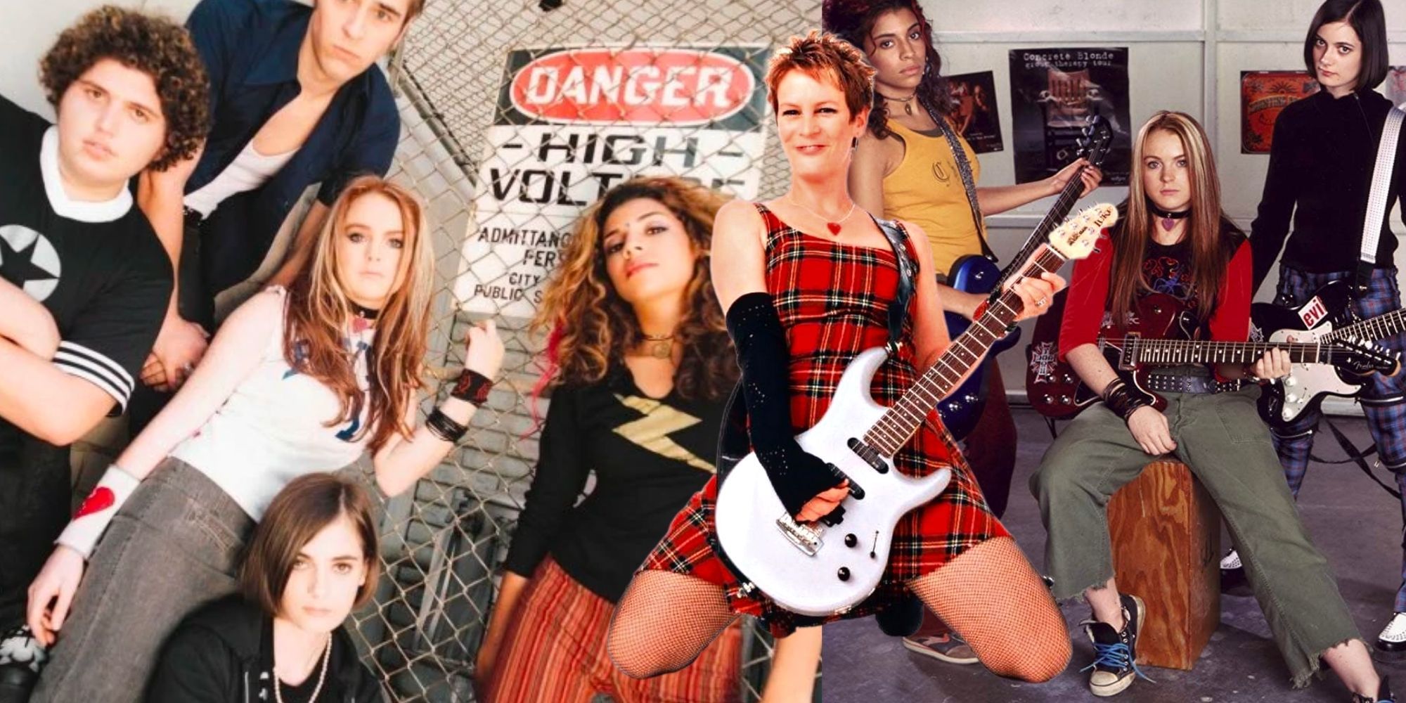 Freaky Friday Lindsay Lohan and Jamie Lee Curtis and the movie band Pink Slips with Guitars
