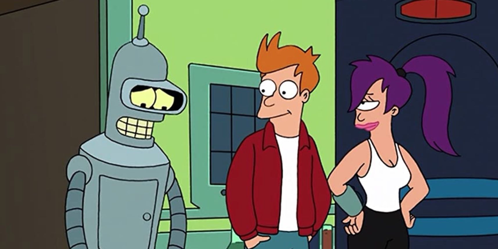 Katey Sagal (voiced Turanga Leela) John DiMaggio (voiced Bender) and Billy West (voiced Philip J. Fry) animated on 'Futurama'