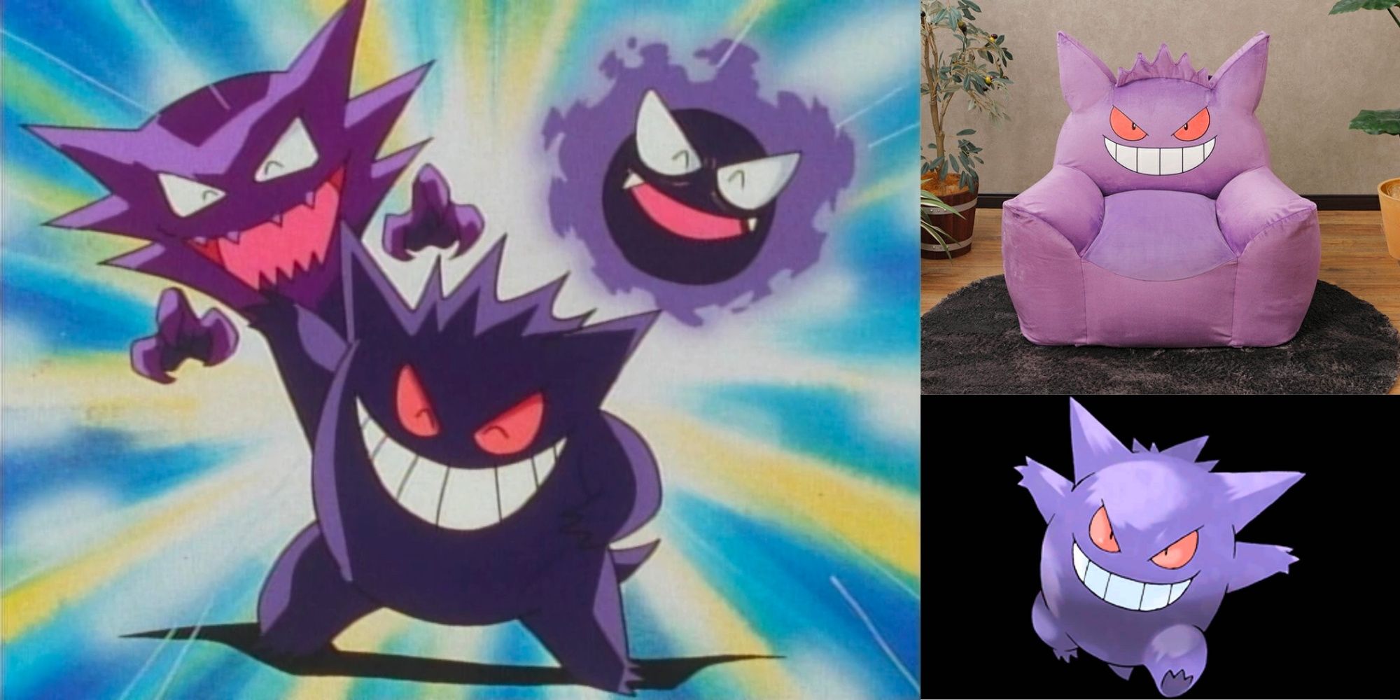 Ghost pokemon Gengar, Haunter, Gastly, a Genger Chair Nintendo Game and Anime Pokemon
