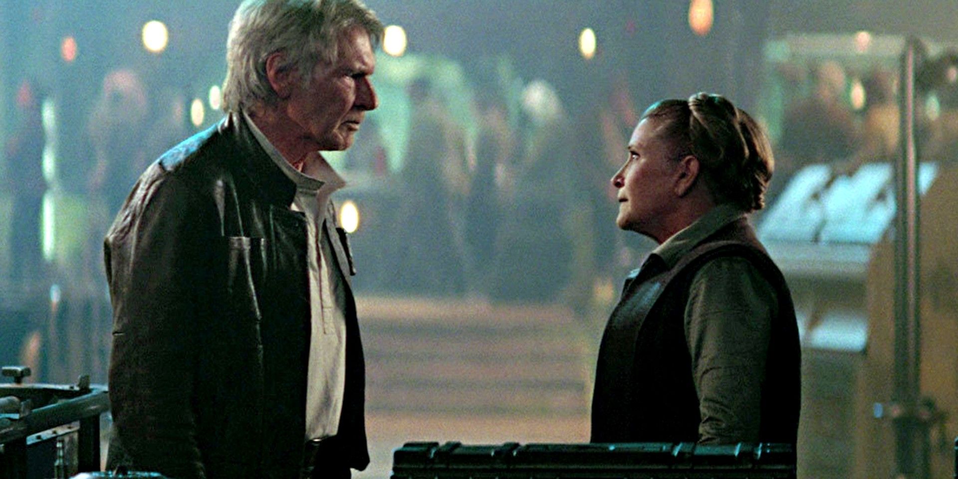 Harrison Ford and Carrie Fisher in The Force Awakens