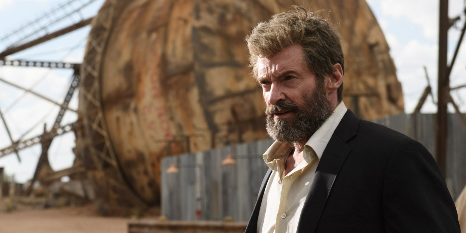 Hugh Jackman as Logan looking ahead in 2017 X-Men film Logan