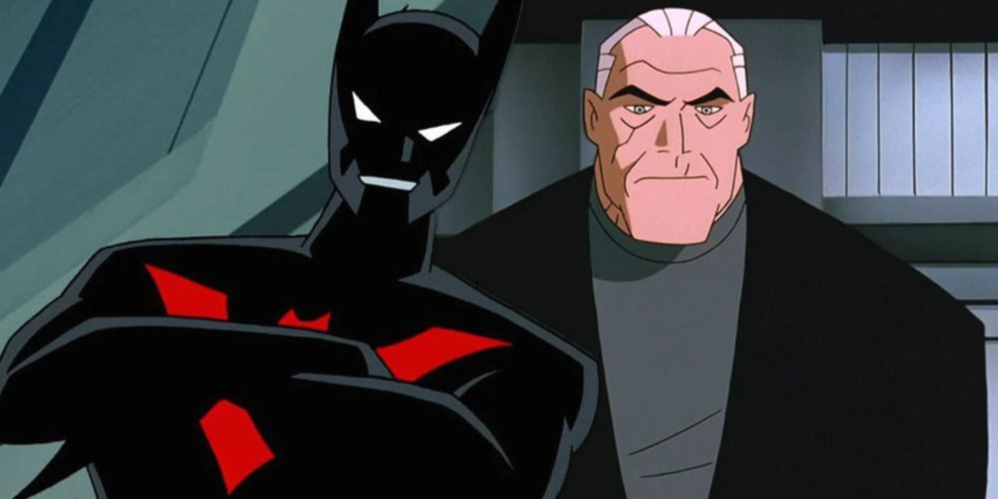 still of terry mcinnis in batman beyond suit next to bruce wayne in Batman Beyond