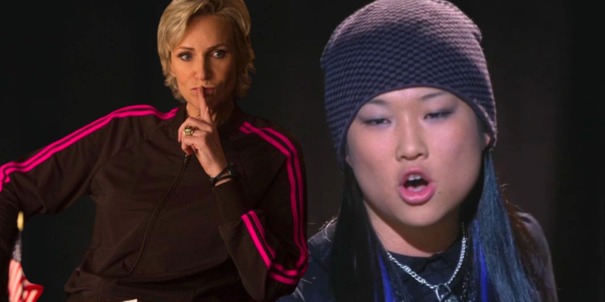 Jenna Ushkowitz Jane Lynch in Glee as Sue Sylvester and Tina Cohen Chang Singing