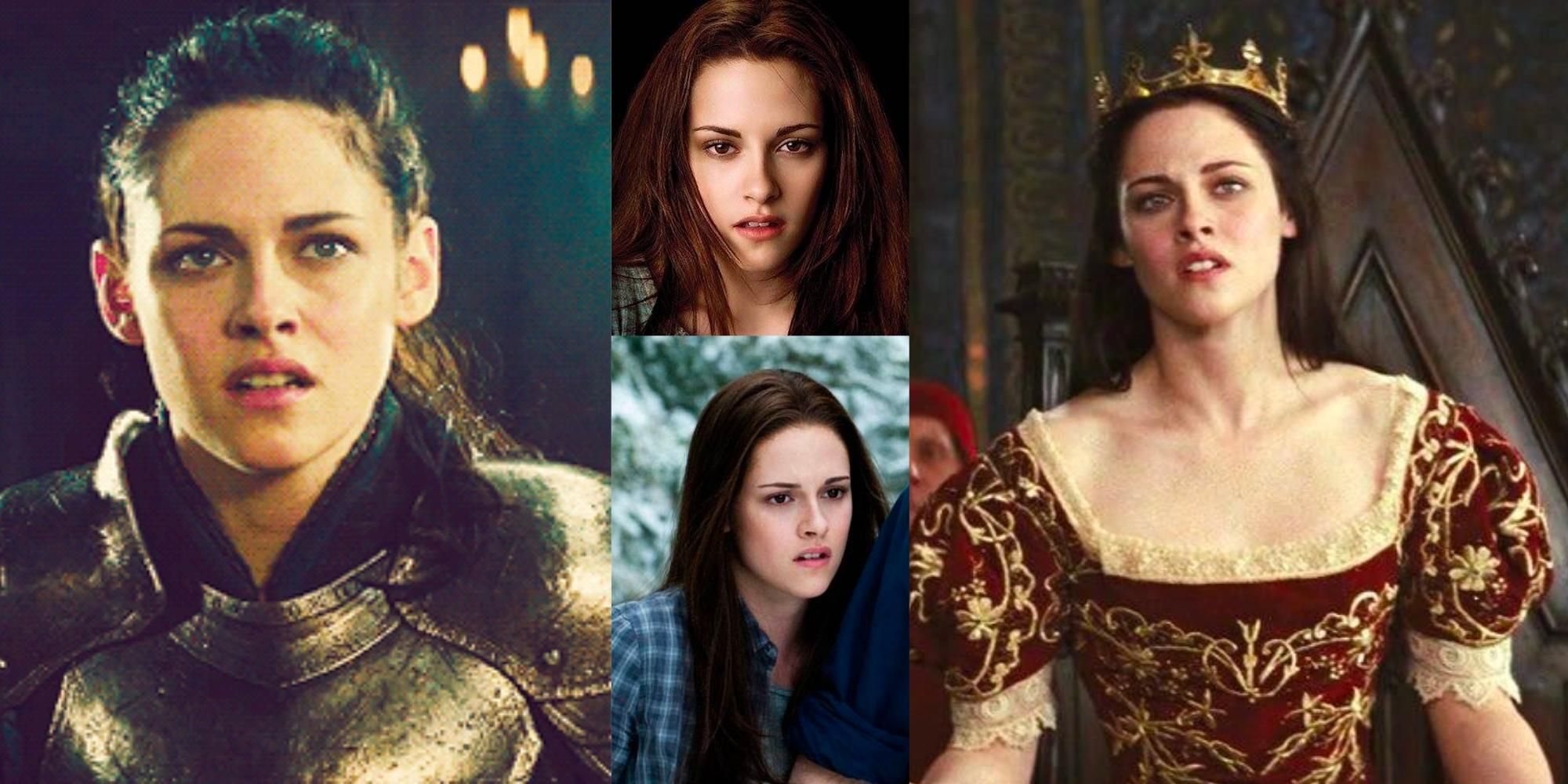 Kristen Stewart in various roles with the same stoic facial expression