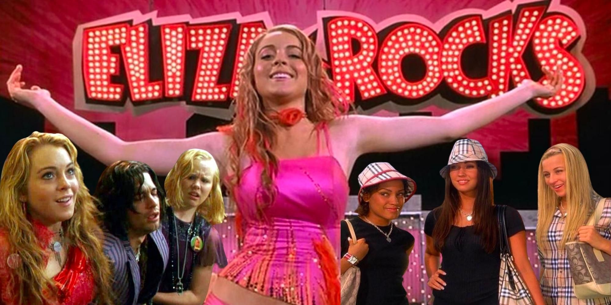 Lindsay Lohan dancing in front of an Eliza Rocks sign in Confessions of a Teenage Drama Queen