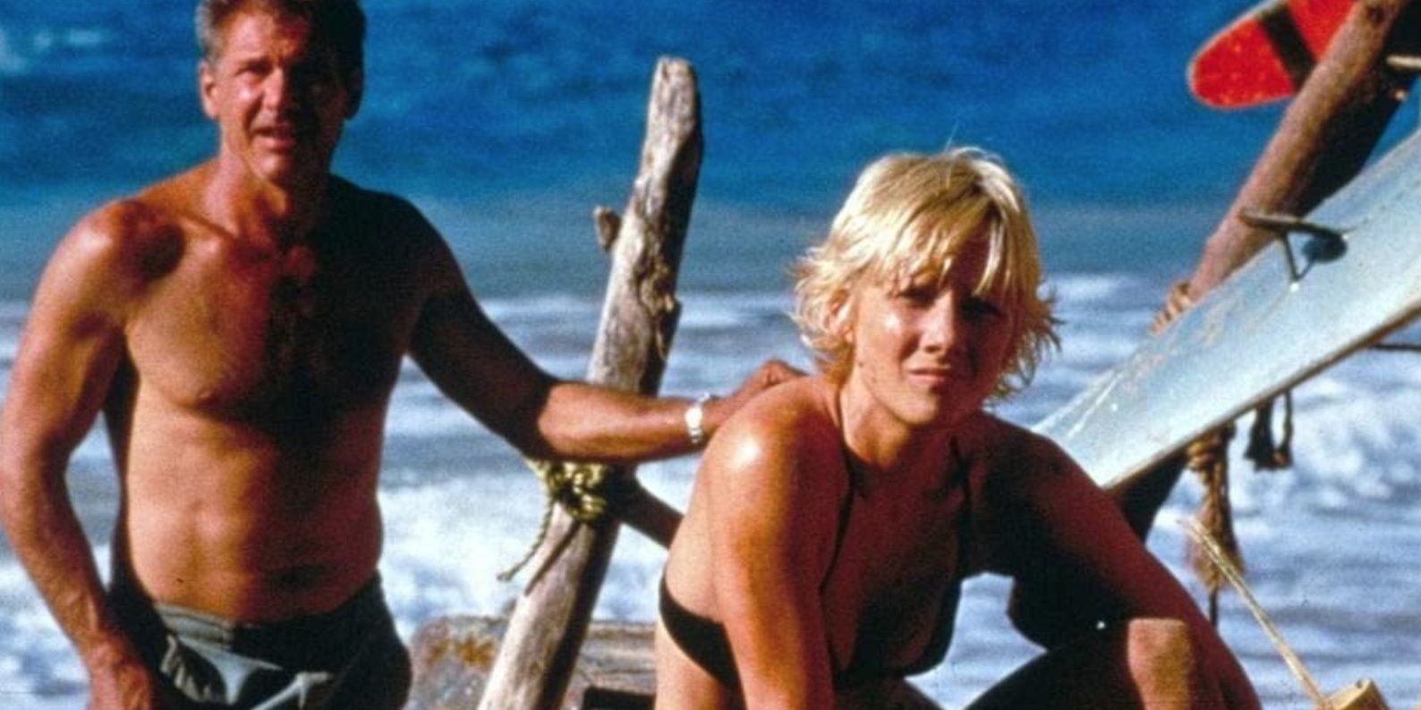 Harrison Ford and Anne Heche standing on an island in 'Six Days Seven Nights'