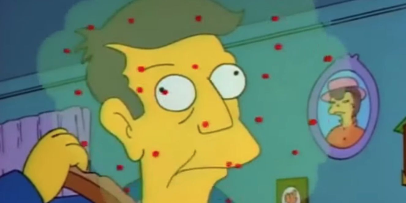 A man in a cloud of germs in The Simpsons