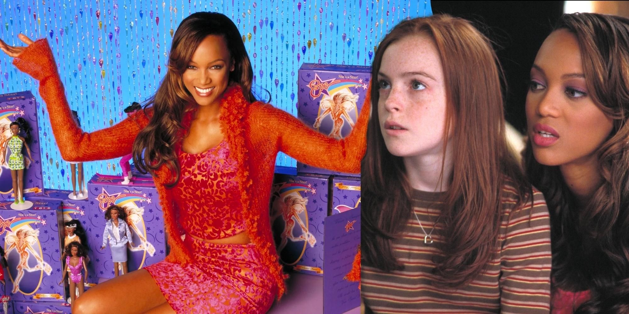 Tyra Banks with dolls, talking to Lindsay Lohan in Disney movie Life-Size