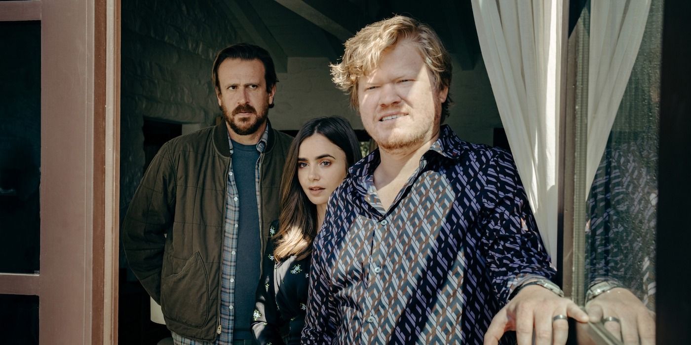 Jason Segel, Lily Collins, and Jesse Plemons in Windfall
