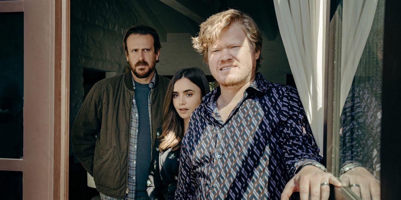 Jason Segel, Lily Collins et Jesse Plemons dans Windfall