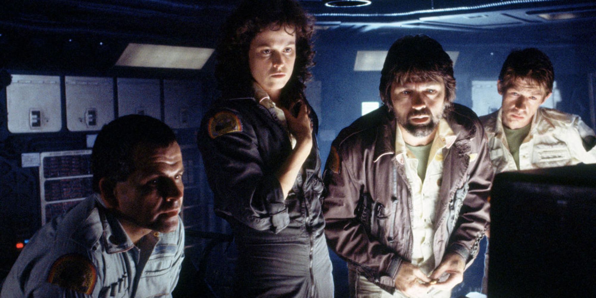 The cast of Alien watching a monitor