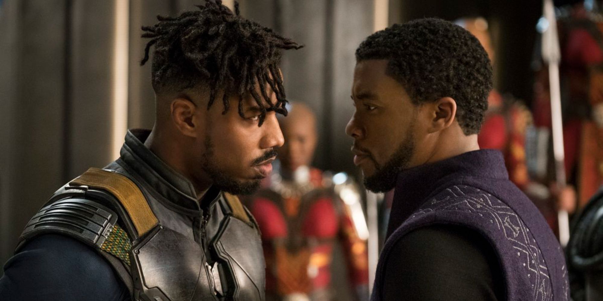 Black Panther Michael B. Jordan dans le rôle de Killmonger et Chadwick Boseman dans celui de T'Challa
