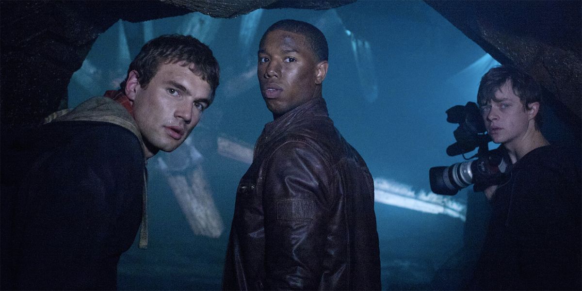 Alex Russell, Michael B. Jordan, and Dane DeHaan exploring a cave in Chronicle