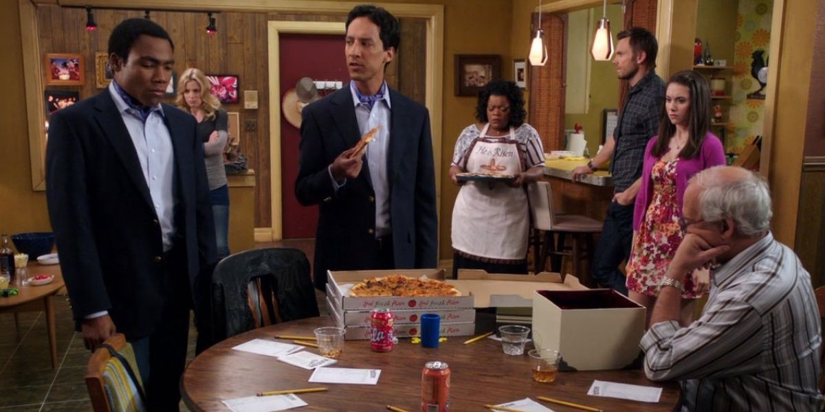 The study group around a table in Community episode 