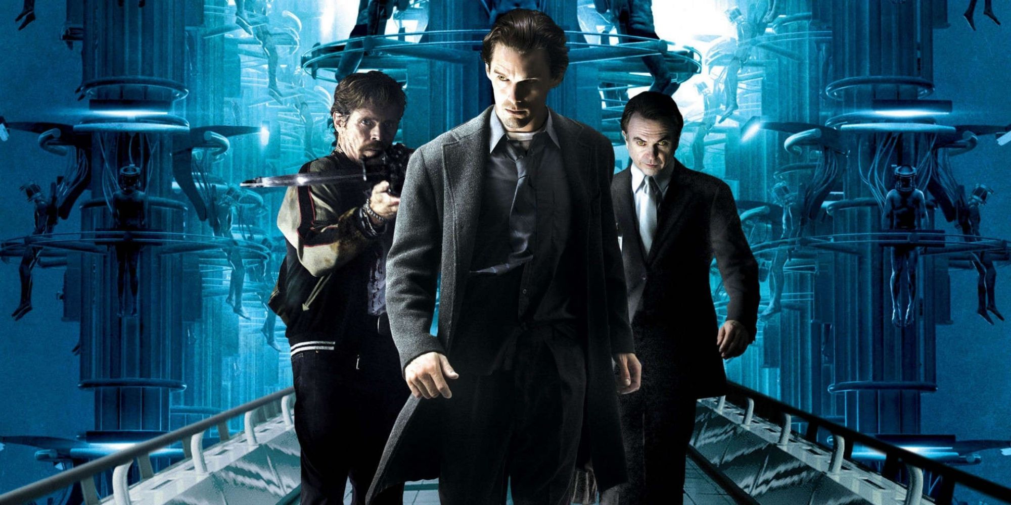 Daybreakers poster with Ethan Hawke, Sam Neill, and Willem Dafoe