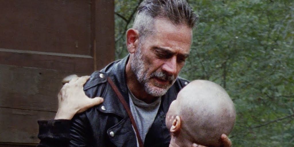 Negan holds Alpha in his arms as the villainous duo have sex in 'The Walking Dead'.