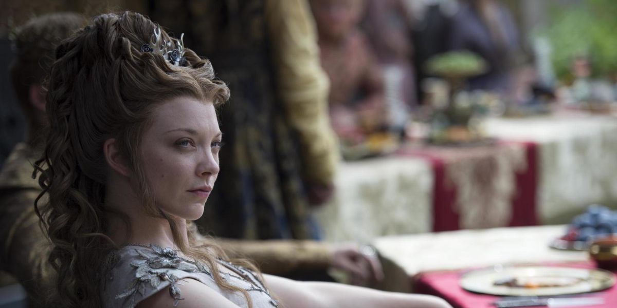 natalie dormer as margaery tyrell at the purple wedding in game of thrones