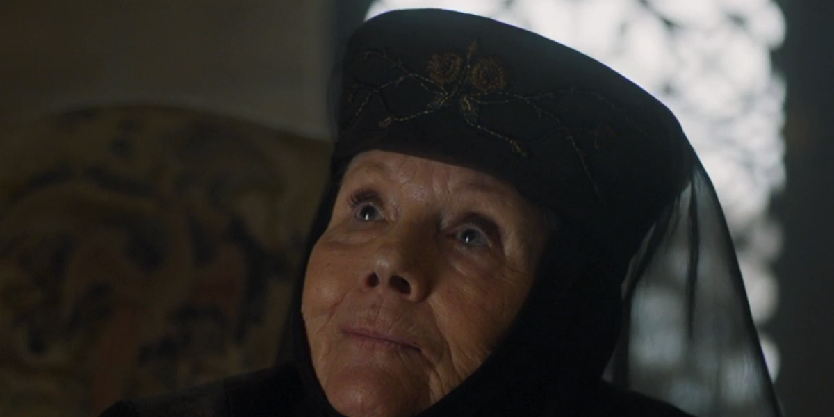 diana rigg as olenna tyrell in game of thrones
