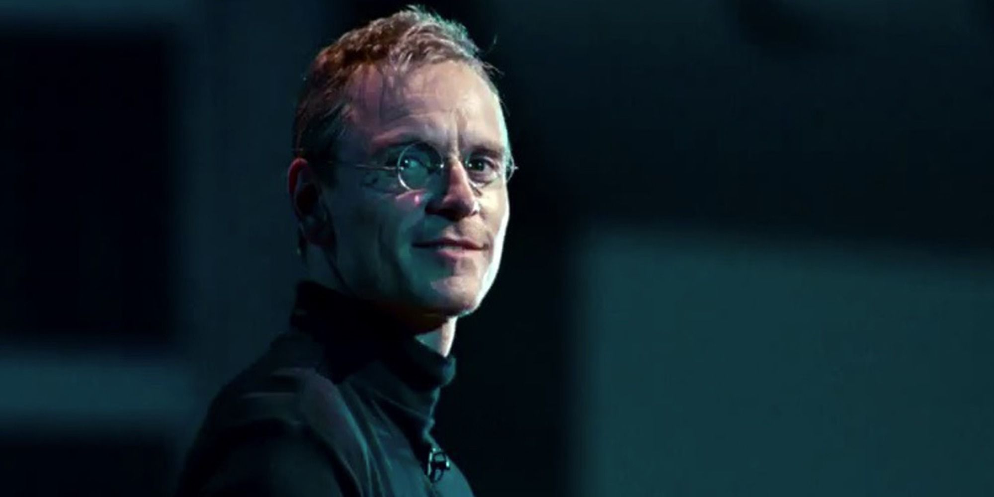 Michael Fassbender as Steve Jobs turning to his right