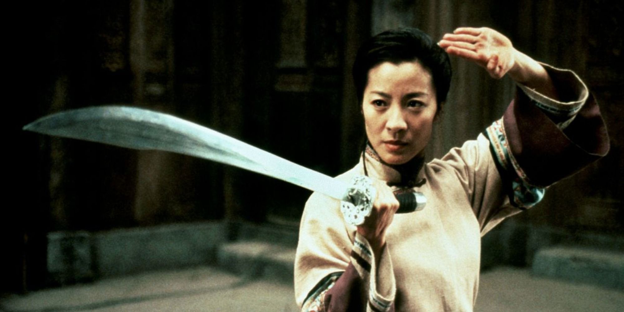 Yu Shu Lien wielding a sword in Crouching Tiger Hidden Dragon