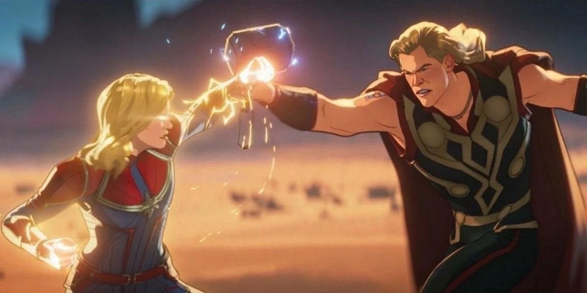 Captain Marvel fighting Thor in What If...?