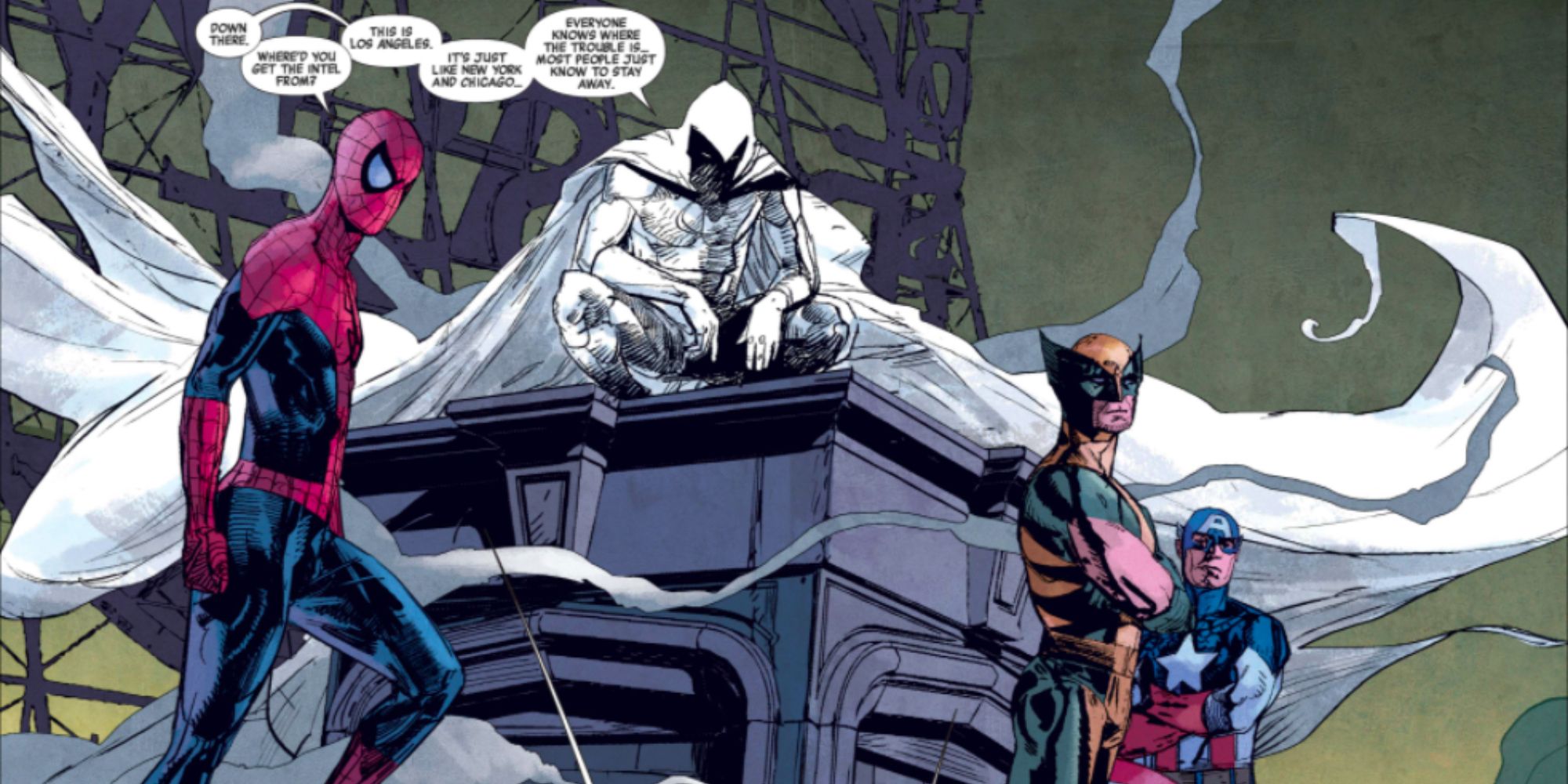 Moon Knight with Spider-Man Wolverine And Captain America