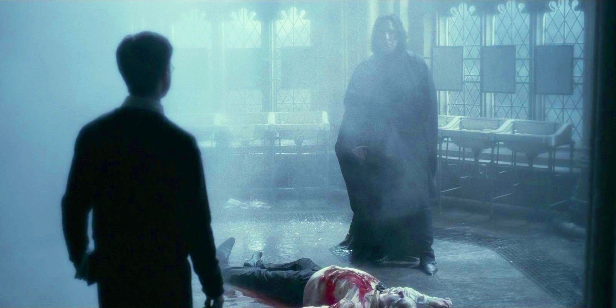 Snape discovers that Harry has injured Draco using Sectumsempra