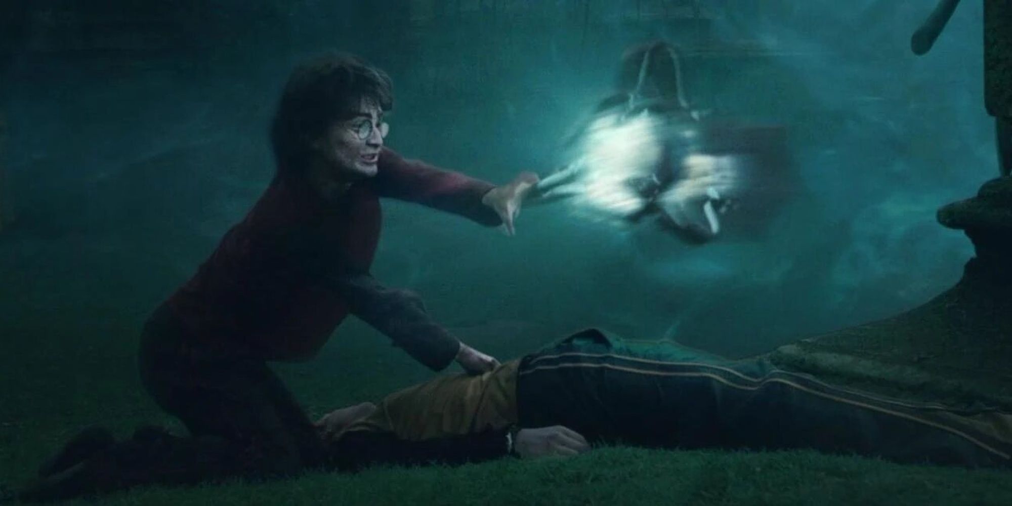 Harry Potter using the Summoning Charm to get the portkey in Goblet of Fire