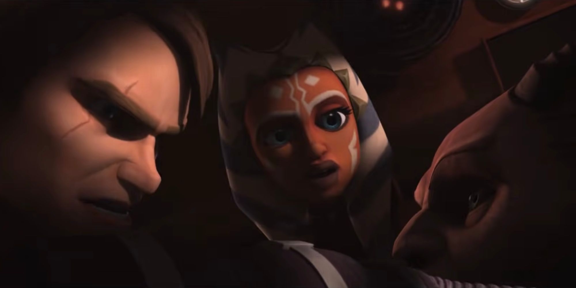 Anakin threatens D'Nar in front of Ahsoka in Clone Wars TV series