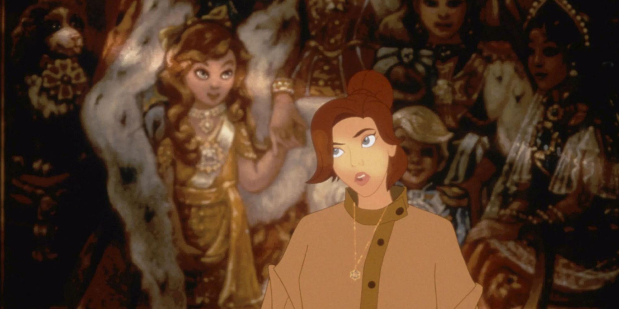 Princess Anastasia leaned against a painting