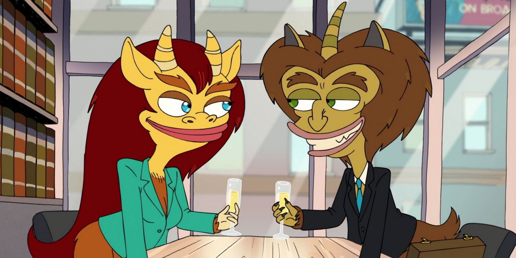 Connie the Hormone Monster voiced by Maya Rudolph and Maury the Hormone Monster voiced by Nick Kroll in 'Big Mouth'