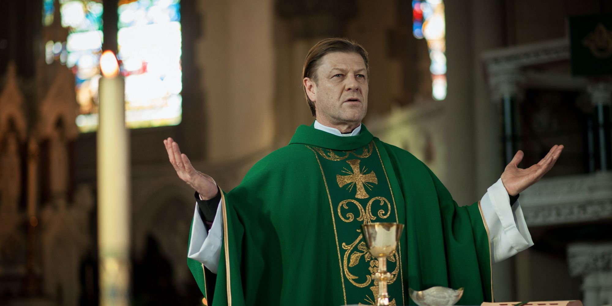 Sean Bean as Father Michael Kerrigan in Broken