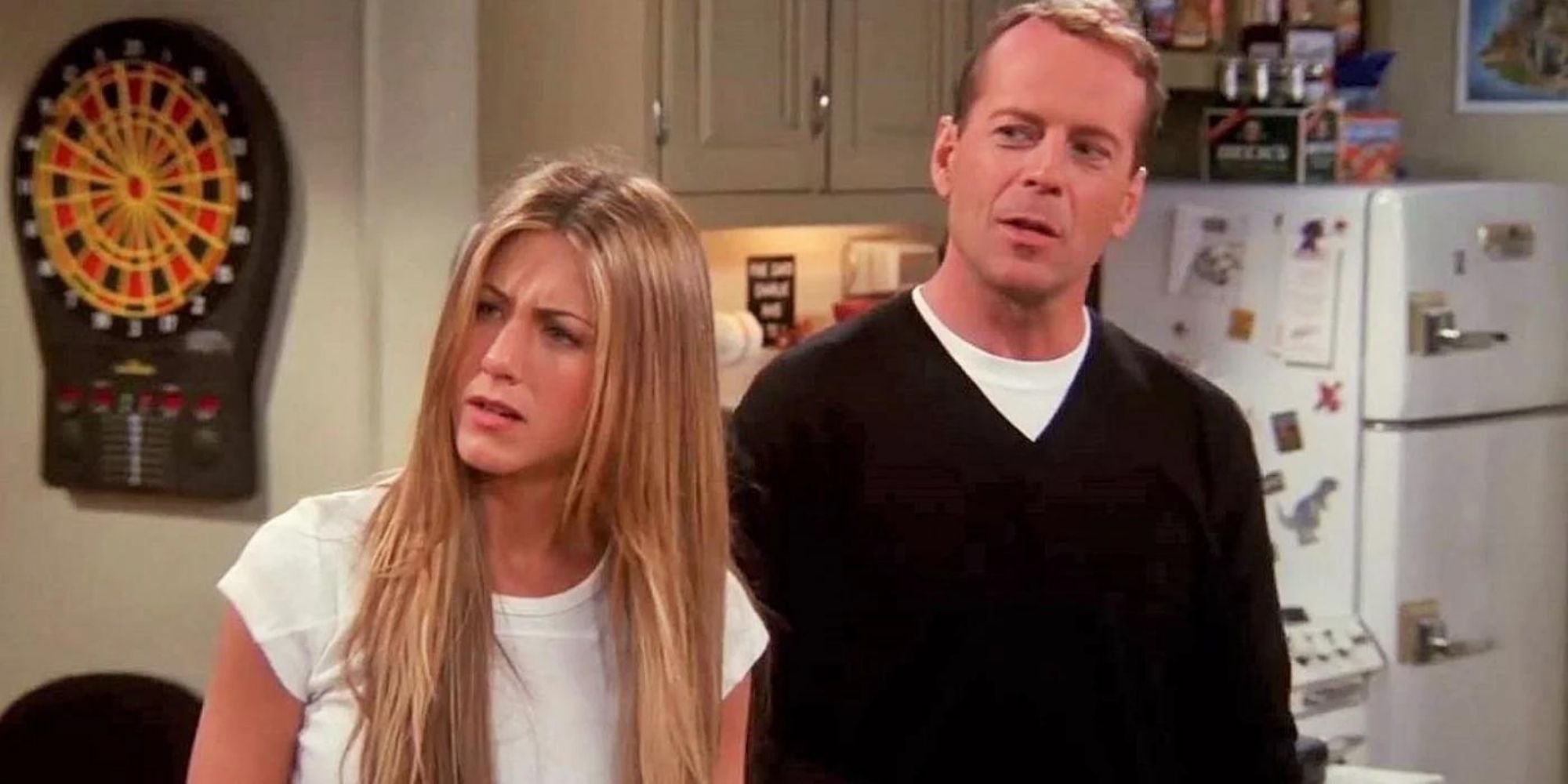 Jennifer Aniston and Bruce Willis in Friends