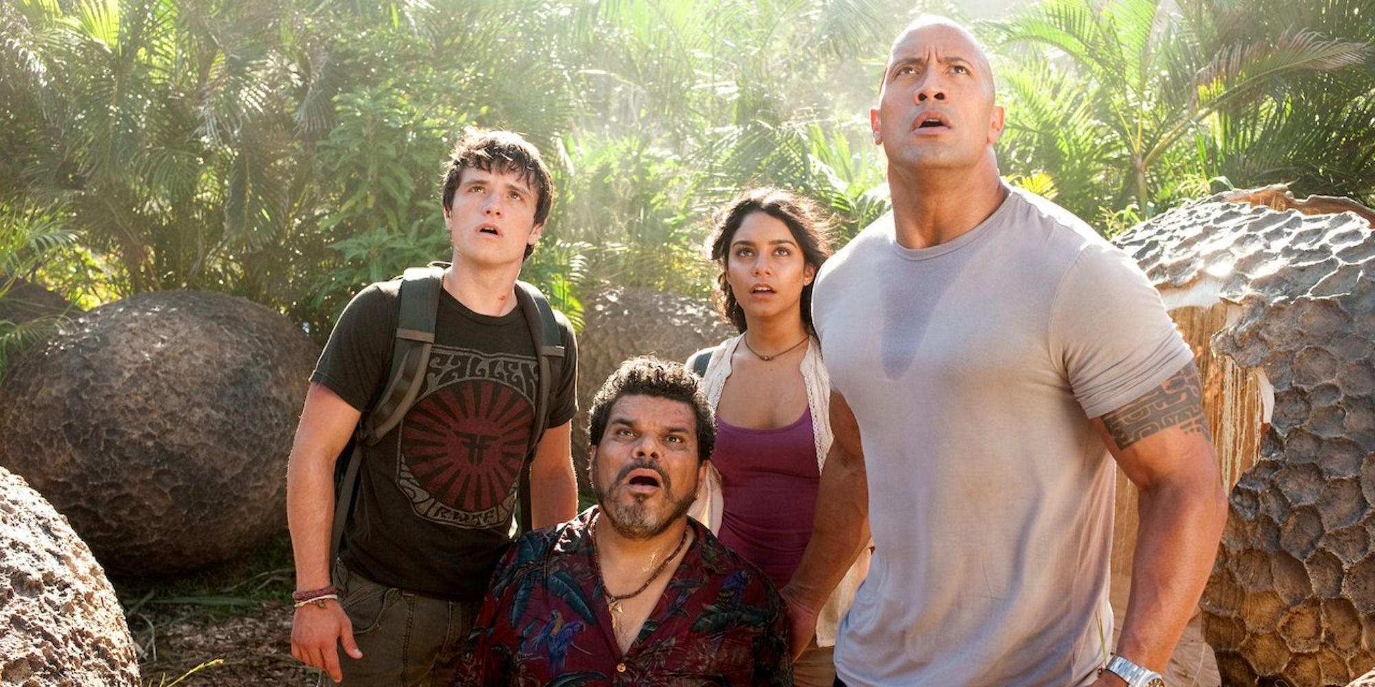 Dwayne Johnson and Josh Hutcherson in Journey 2 The Mysterious Island