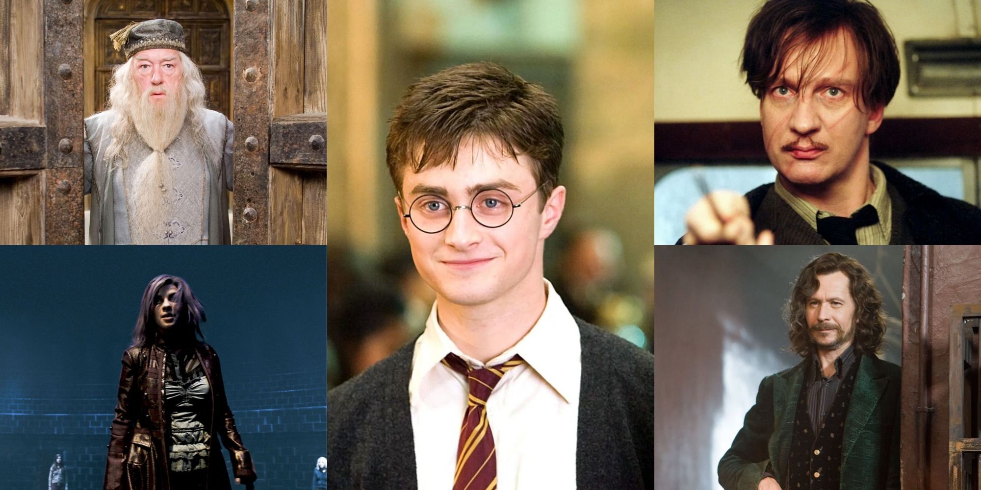 Harry Potter, Albus Dumbledore, Nymphadora Tonks, Remus Lupin, Sirius Black
