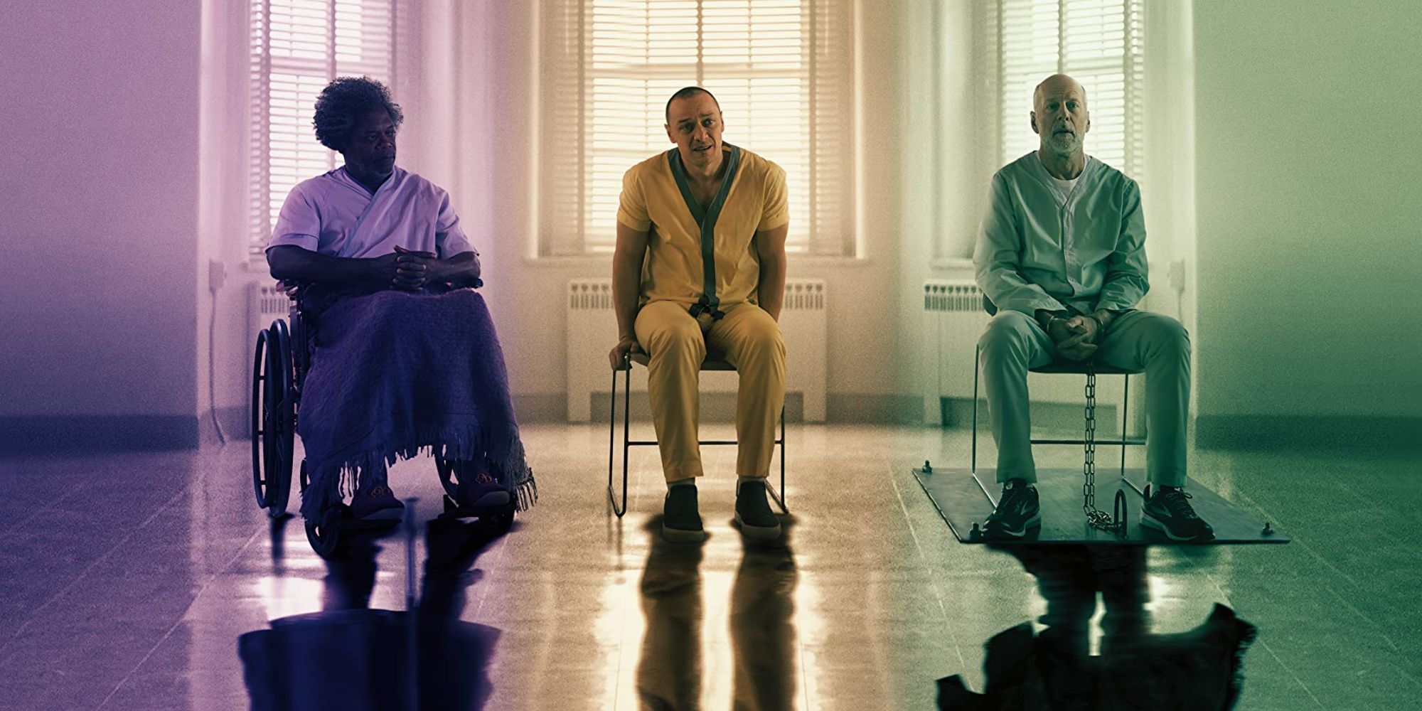 A maniacal supervillain, a schizophrenic criminal, and an unnaturally strong hero sit in an empty room in a  mental institute. 