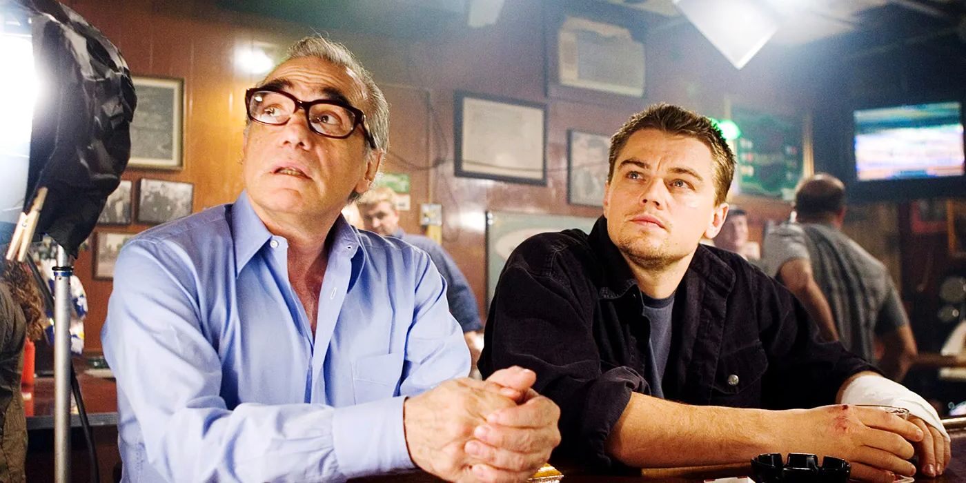 Martin Scorsese and Leonardo DiCaprio behind the scenes of The Departed