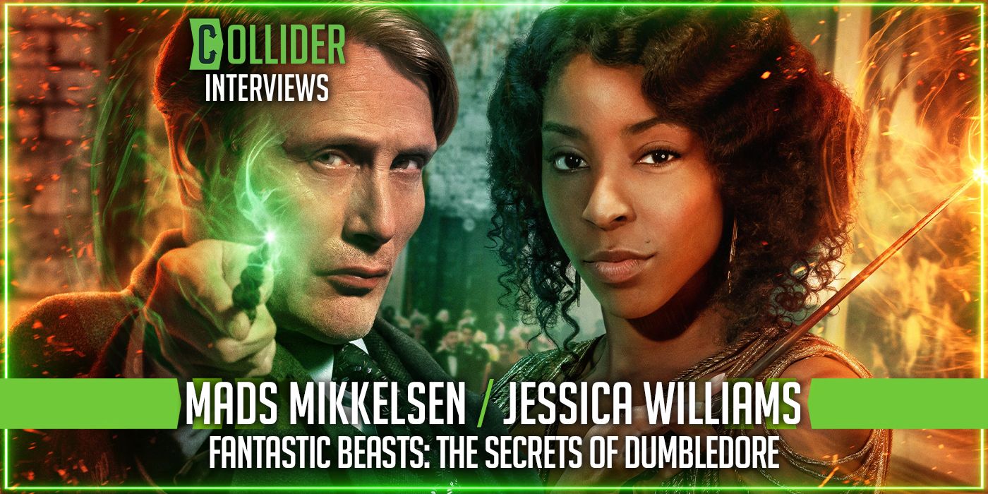 Mads Mikkelsen and Jessica Williams FANTASTIC BEASTS THE SECRETS OF DUMBLEDORE social