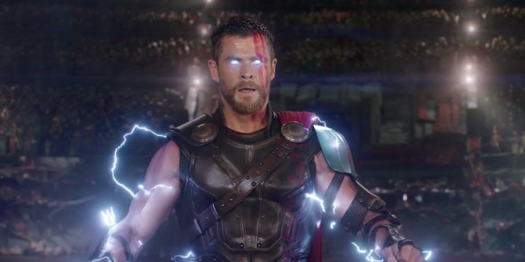 Thor fighting in the arena in Marvel's Thor: Ragnarok.