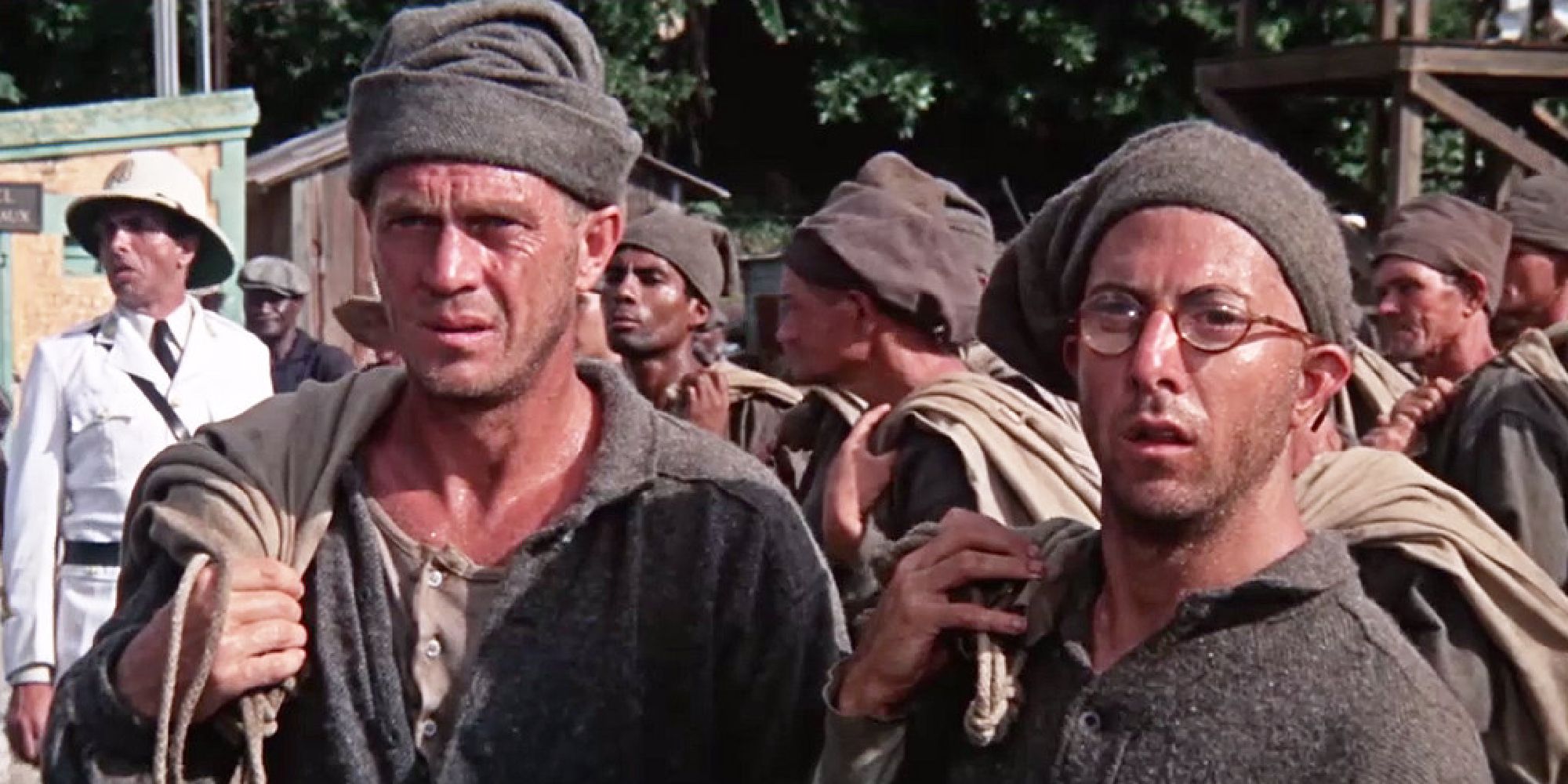 Steve McQueen and Dustin Hoffman in Papillon