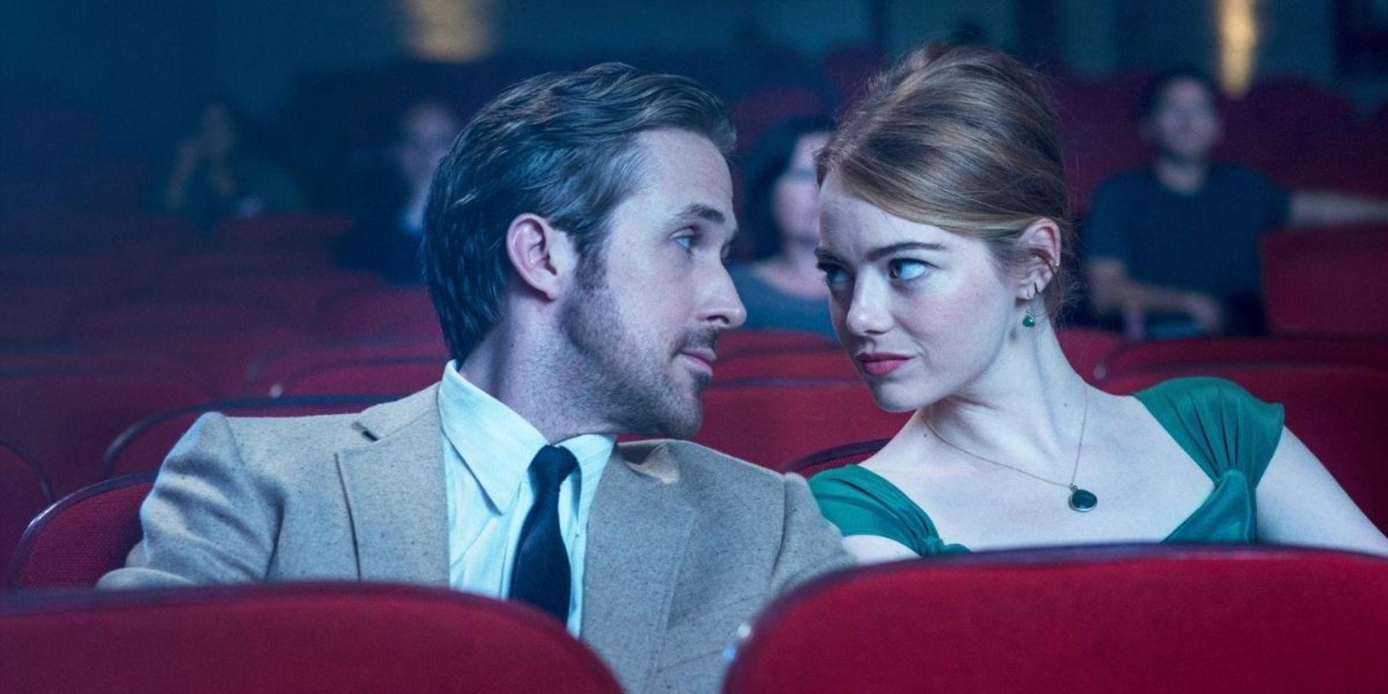 Ryan Gosling and Emma Stone gazing in La La Land 2016